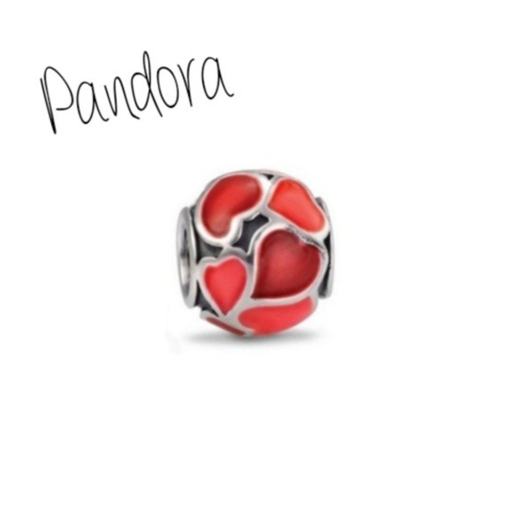 Pandora Red Hot Love Hearts Charm Bead 925 Sterling Silver 790436ER
